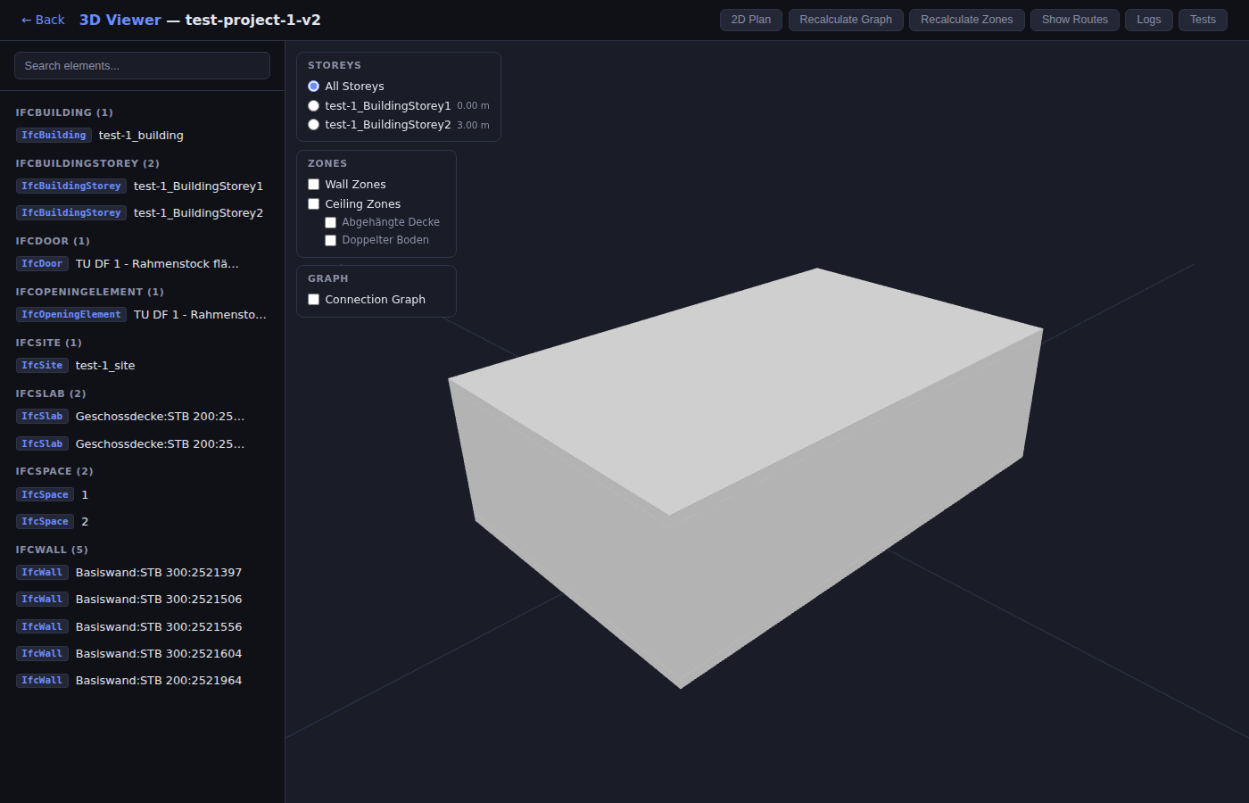 3D viewer with storey panel