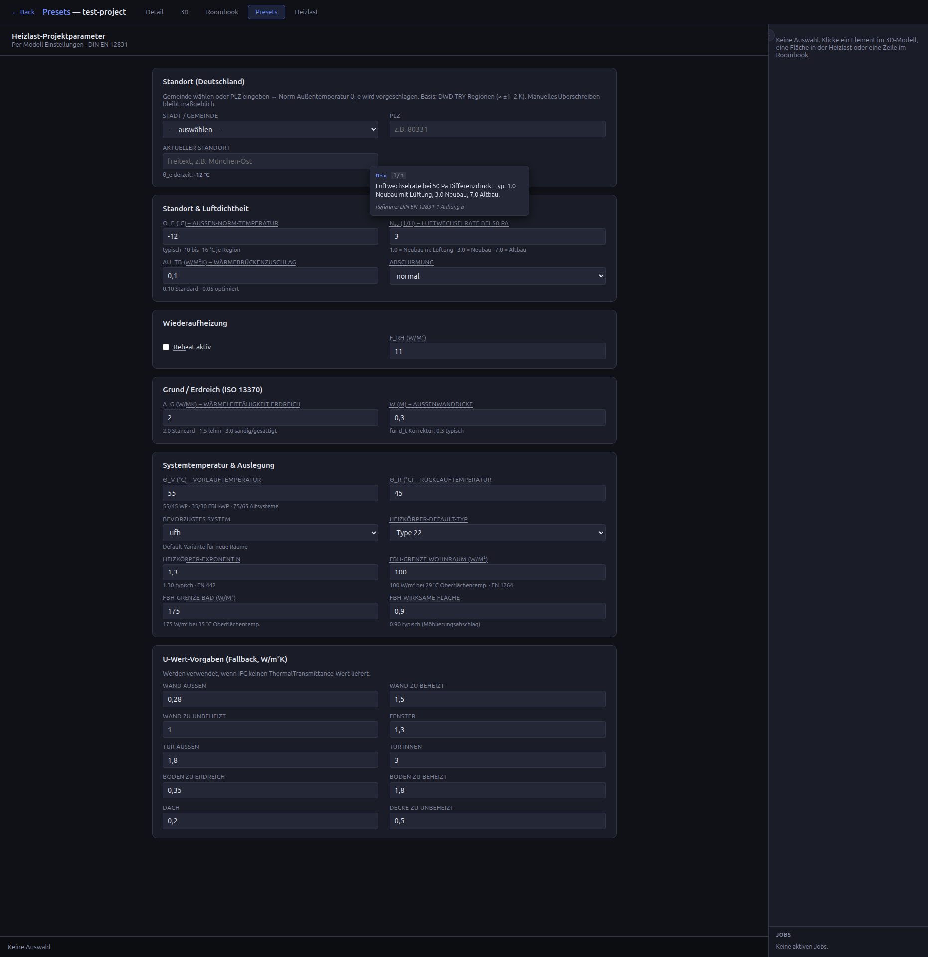 Presets view with every form label as a glossary chip; tooltip hovering on "n₅₀"