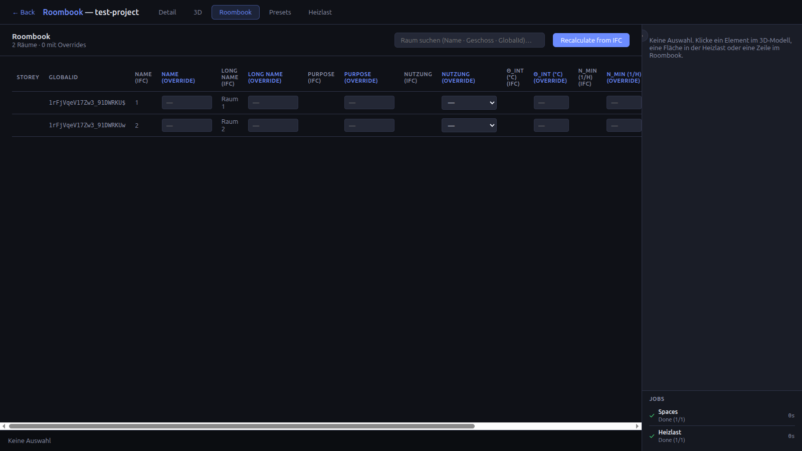 Roombook with search bar above the table